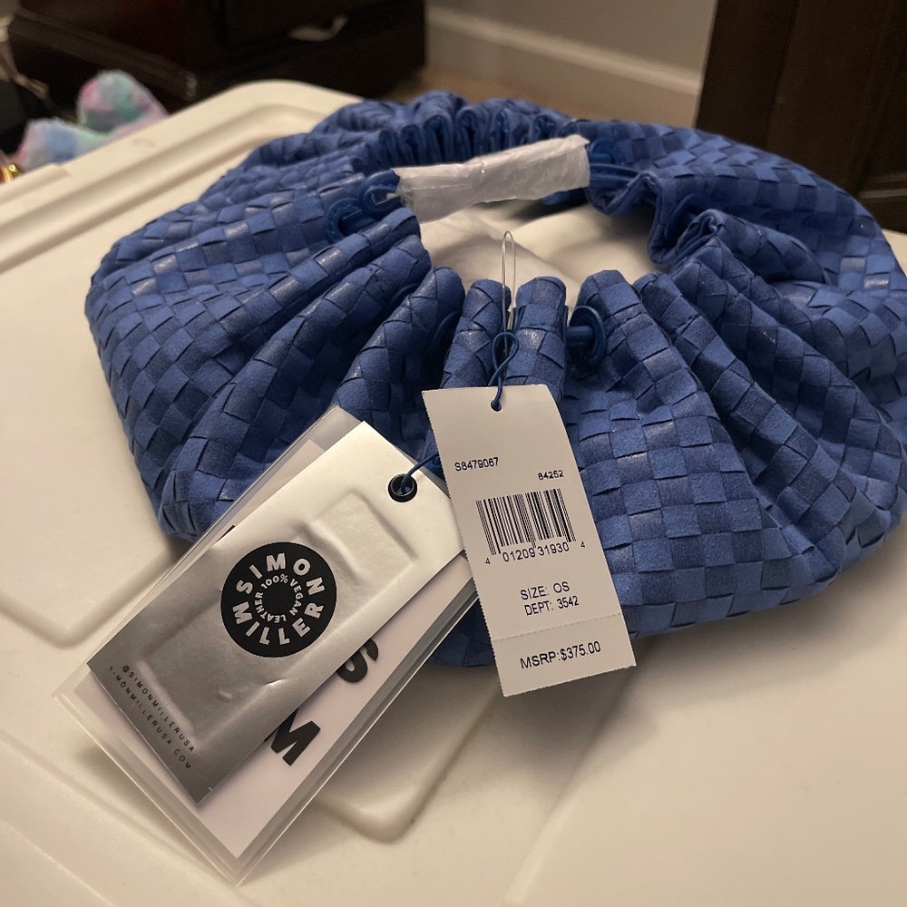 Simon Miller Blue Vegan Leather Scrunch Bag